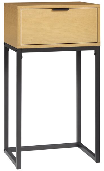 HOMCOM Moderní odkládací stůl se zásuvkou a ocelovými nohami do předsíně, obývacího pokoje nebo ložnice 40x30x76 cm Přírodní | Aosom