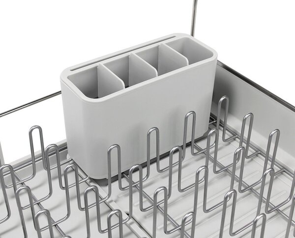 Nastavitelný plastový odkapávač ve stříbrné barvě 35,5x38 cm Extend Steel Plus – Joseph Joseph