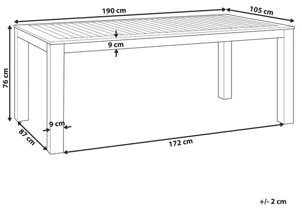 Zahradní jídelní stůl MONSANO 190 cm 105 cm Eukalyptové dřevo Hnědá