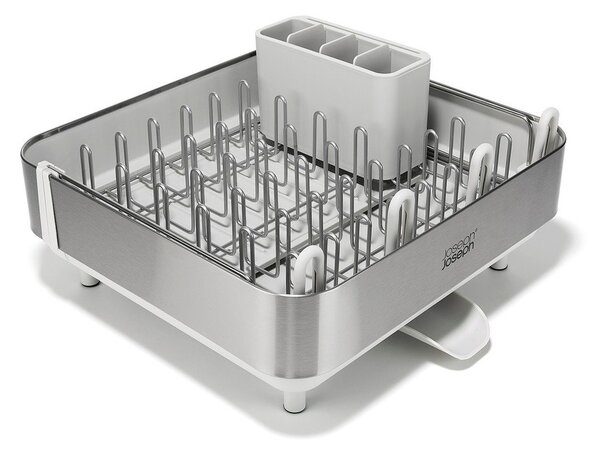 Nastavitelný plastový odkapávač ve stříbrné barvě 35,5x38 cm Extend Steel Plus – Joseph Joseph
