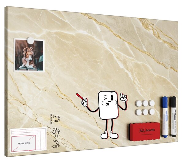 Magnetická tabule METALboards, béžový mramor 60 × 40 cm, MB64_00123