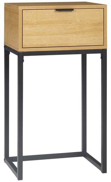 HOMCOM Moderní odkládací stůl se zásuvkou a ocelovými nohami do předsíně, obývacího pokoje nebo ložnice 40x30x76 cm Přírodní | Aosom