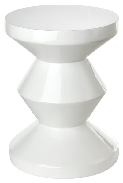 Polspotten Bílý odkládací stolek Zig Zag ⌀36 cm