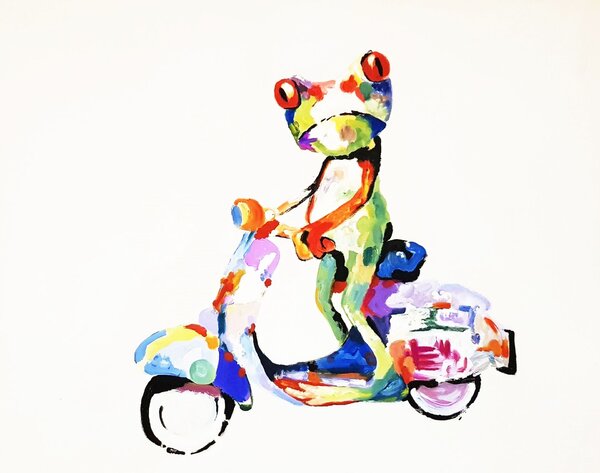 Obraz žabák na motorce