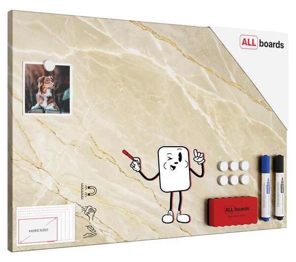 Magnetická tabule METALboards, béžový mramor 60 × 40 cm, MB64_00123
