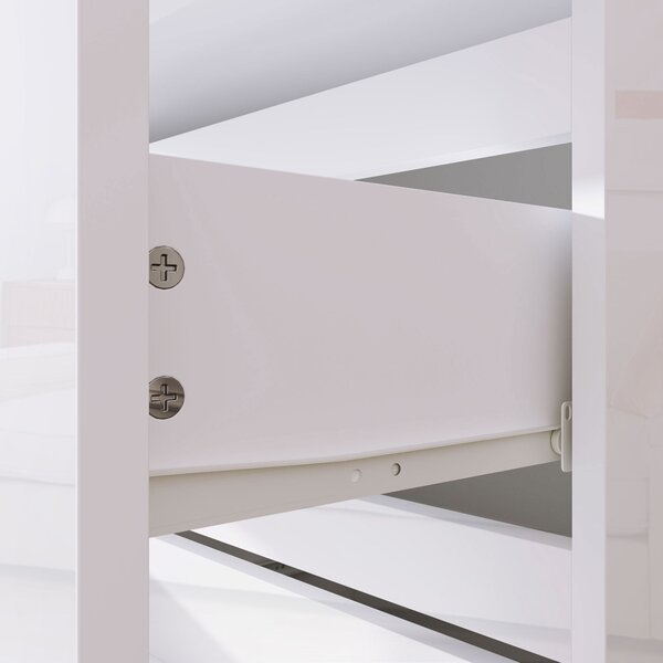 HOMCOM Komoda se 4 zásuvkami Moderní komoda do ložnice s bezpečnostním designem 55x33x80 cm Jasně bílá | Aosom