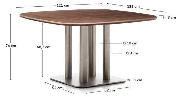 Jídelní stůl v dekoru ořechu 121x121 cm Melvar – Kave Home