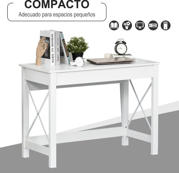 HOMCOM Moderní Stůl Snadno Sestavitelný Počítačový Stůl pro Kancelář, Ložnici nebo Učení 105x50x76 cm Bílý | Aosom