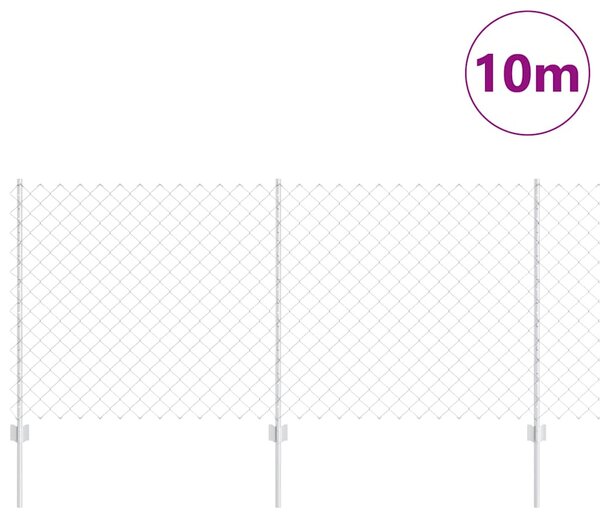 Plot s řetězovým odkazem a sloupkem 10 x 1 m Pozinkovaná ocel 3336296