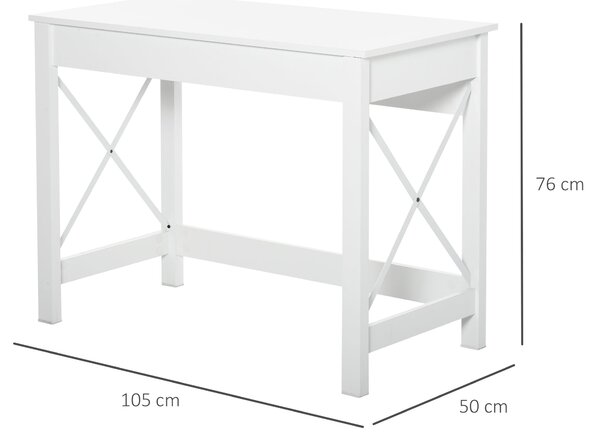 HOMCOM Moderní Stůl Snadno Sestavitelný Počítačový Stůl pro Kancelář, Ložnici nebo Učení 105x50x76 cm Bílý | Aosom