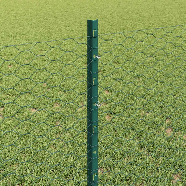 Hexagonální plot s podpěrou 10 x 0,8 m Ocel potažená PVC Zelená 3336677