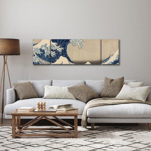 Obraz - Katsushika Hokusai, Under the Wave off Kanagawa, reprodukce (170x50 cm)