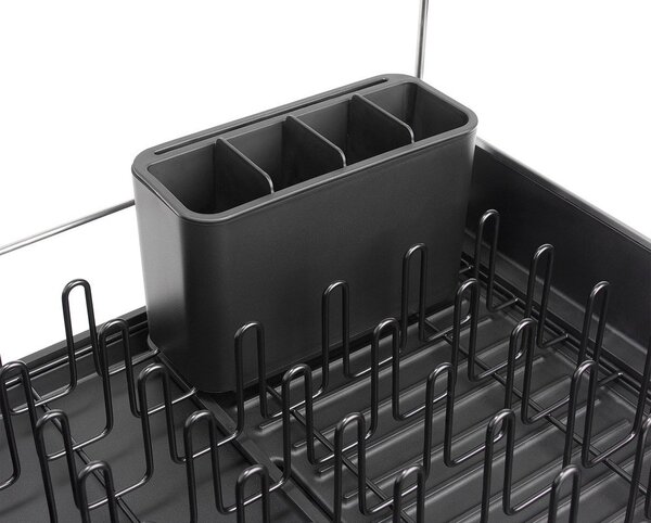 Černý nastavitelný plastový odkapávač 35,5x38 cm Extend Steel Plus – Joseph Joseph