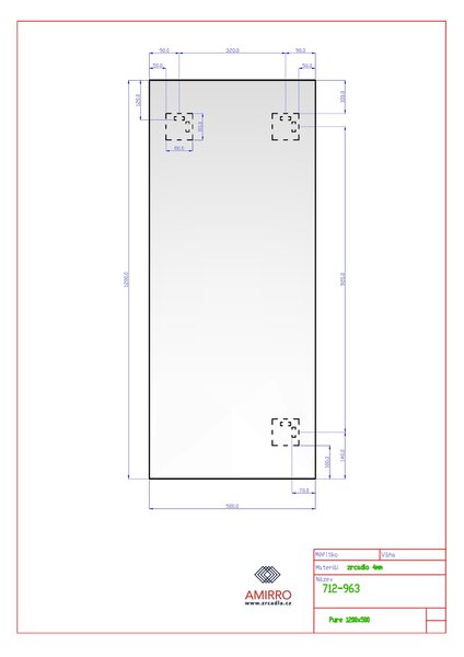 Zrcadlo na chodbu do předsíně nástěnné PURE 5 mm 50 x 120 cm s leštěnou hranou 712-963