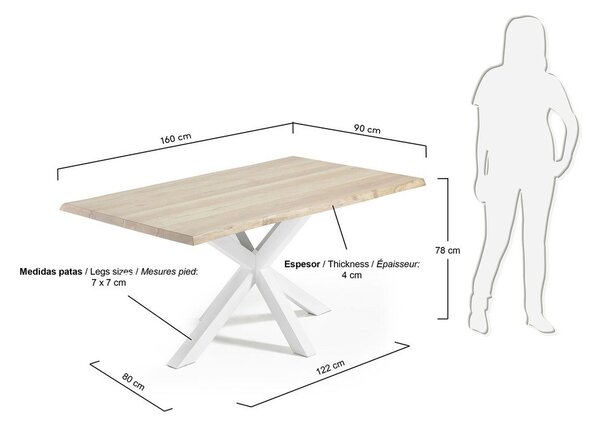 Jídelní stůl s deskou v dubovém dekoru 90x160 cm Argo – Kave Home