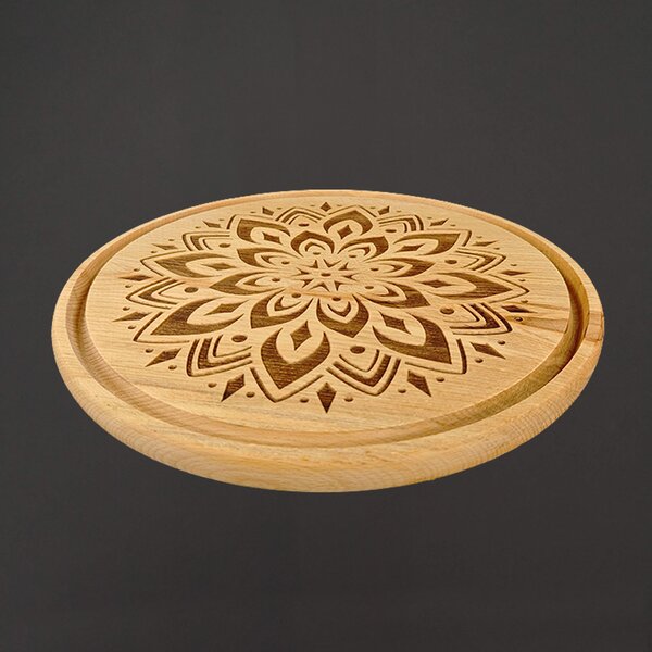AMADEA Dřevěné servírovací prkénko - podnos mandala, masivní dřevo, 30 cm