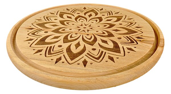 AMADEA Dřevěné servírovací prkénko - podnos mandala, masivní dřevo, 30 cm