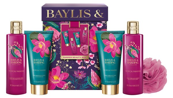 Baylis & Harding Tropical Paradise - sada péče o tělo a houbičky, 5 ks