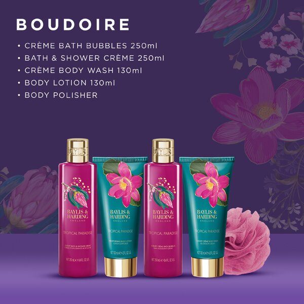 Baylis & Harding Tropical Paradise - sada péče o tělo a houbičky, 5 ks