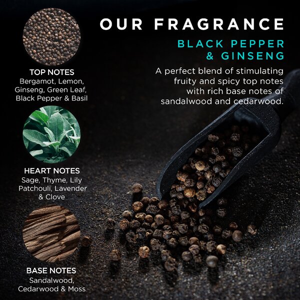 Baylis & Harding Black Pepper & Ginseng - sada péče o tělo a houbičky, 5 ks