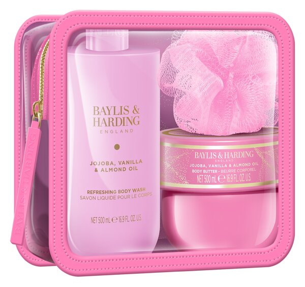Baylis & Harding Jojoba, Vanilla & Almond Oil - sada tělové péče a houbičky, 3 ks