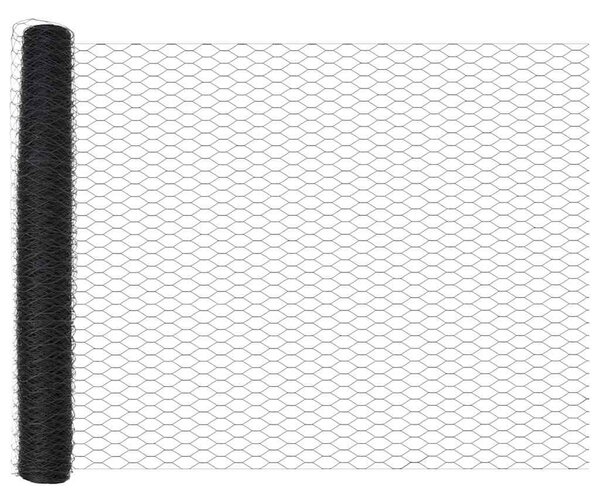 Hexagonální plot s podpěrou 25 x 1,4 m Ocel potažená PVC Šedá 3353246