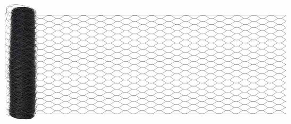 Hexagonální plot s podpěrou 50 x 1 m Ocel potažená PVC Šedá 3353273