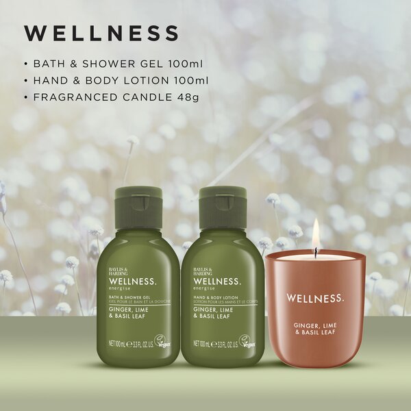 Baylis & Harding Wellness - sada tělové péče a svíčky, 3 ks