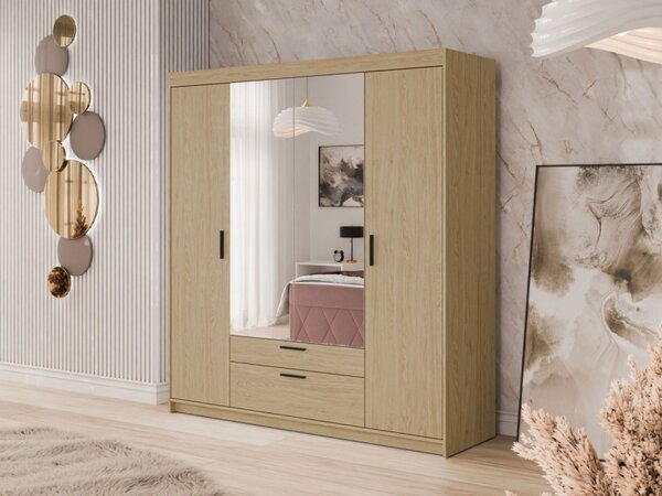 Šatní skříň se zrcadlem Melen 4D, Barva: dub olejový 5903211475399