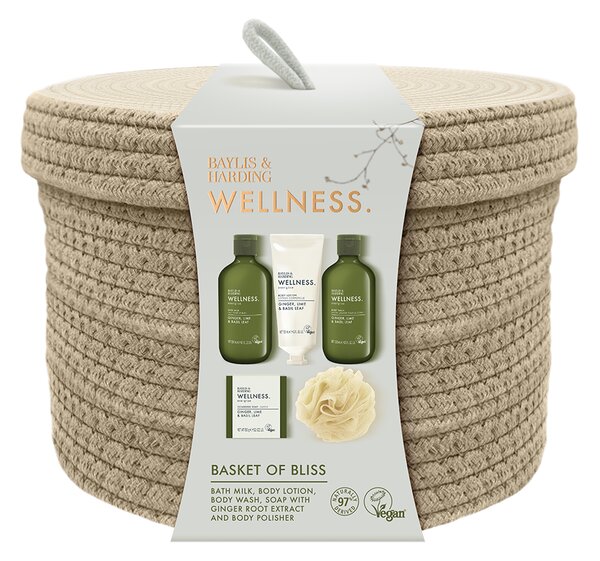 Baylis & Harding Wellness - sada péče o tělo a houbičky, v košíku, 5 ks
