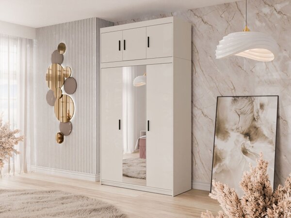 Šatní skříň se zrcadlem Melen 3D + nástavec, Barva: dub lefkas 5903211121050
