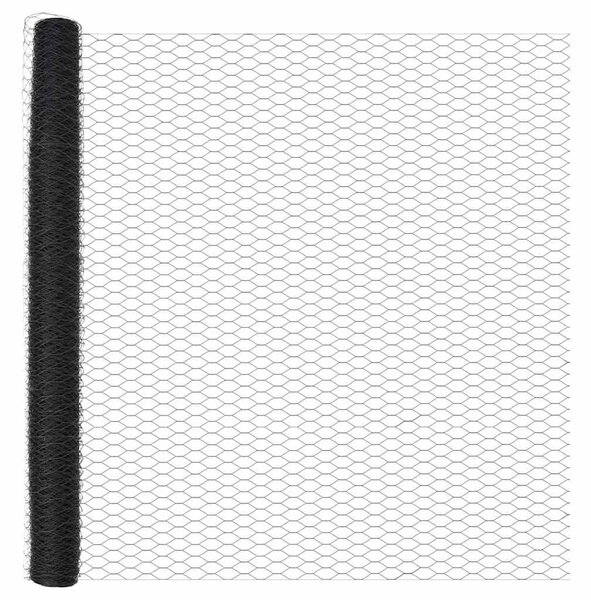 Hexagonální plot s podpěrou 50 x 1,6 m Ocel potažená PVC Šedá 3353289