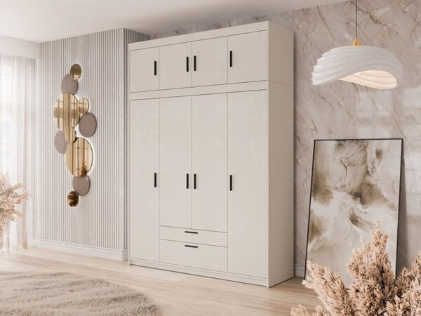 Šatní skříň se zásuvkami Melen 4D + nástavcem, Barva: dub lefkas 5903211436499