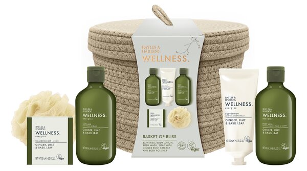Baylis & Harding Wellness - sada péče o tělo a houbičky, v košíku, 5 ks