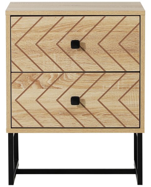 Noční stolek HOMCOM s 2 zásuvkami a kovovými nohami v moderním stylu pro ložnici, obývací pokoj, kancelář 48x39,5x60 cm | Aosom