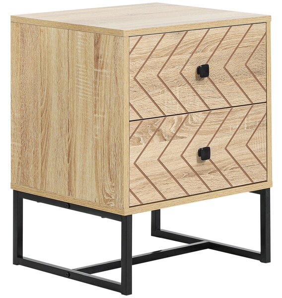 Noční stolek HOMCOM s 2 zásuvkami a kovovými nohami v moderním stylu pro ložnici, obývací pokoj, kancelář 48x39,5x60 cm | Aosom