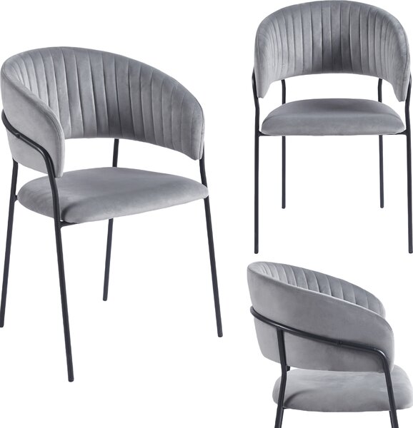 Bella Velvet Čalouněná Židle Do Obývacího Pokoju, Jídelny, Moderní Šedá