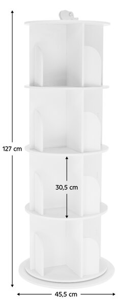 KONDELA Otočný regál, 4 police, bílá, ERION TYP 1 + dárek