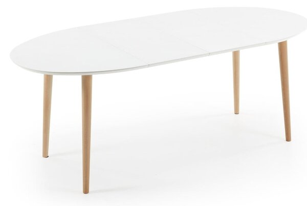Bílý rozkládací jídelní stůl s bílou deskou 90x120 cm Oqui – Kave Home