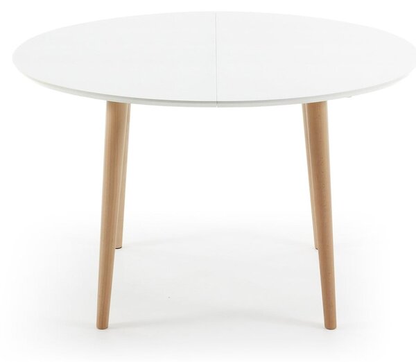 Bílý rozkládací jídelní stůl s bílou deskou 90x120 cm Oqui – Kave Home