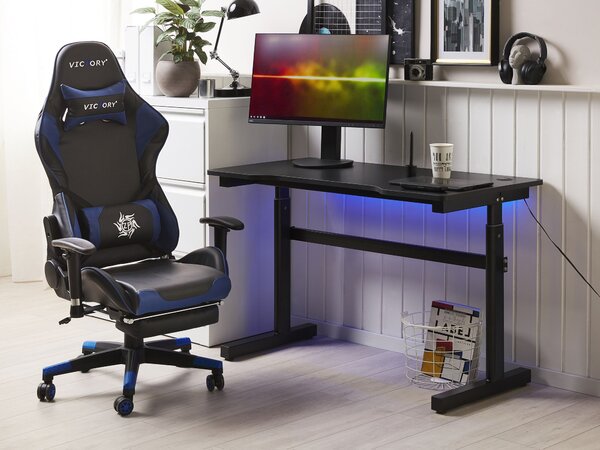 Ručně nastavitelný herní stůl DURBIN Černá 120 cm 60 cm RGB LED