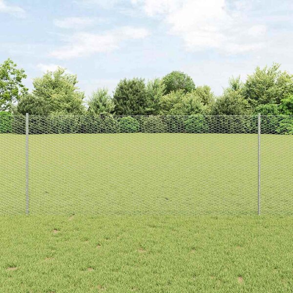 Hexagonální plot s podpěrou 10 x 1 m Pozinkovaná ocel Stříbrná 3336963
