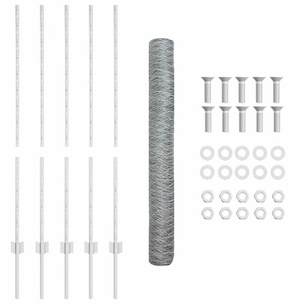 Hexagonální plot s podpěrou 10 x 1,2 m Pozinkovaná ocel 3336969