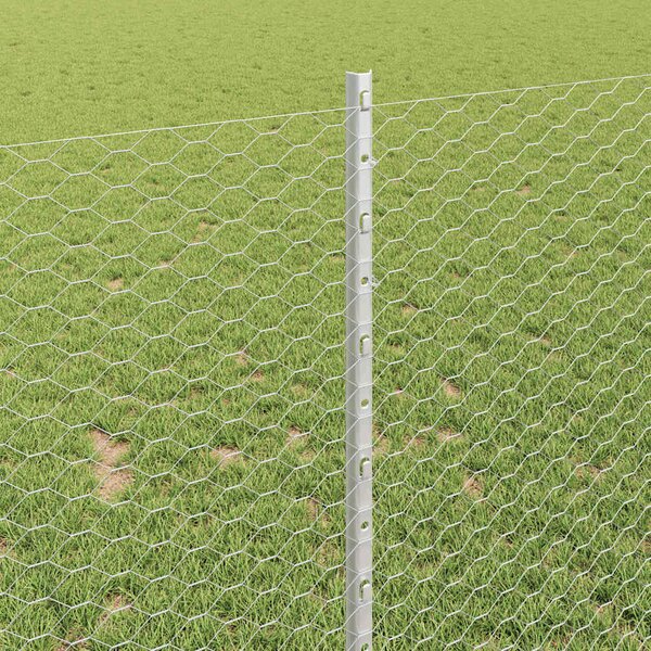 Hexagonální plot s podpěrou 10 x 1 m Pozinkovaná ocel Stříbrná 3336963