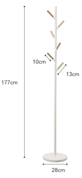 Bílý stojací věšák s detaily z bukového dřeva YAMAZAKI Plain Pole Hanger