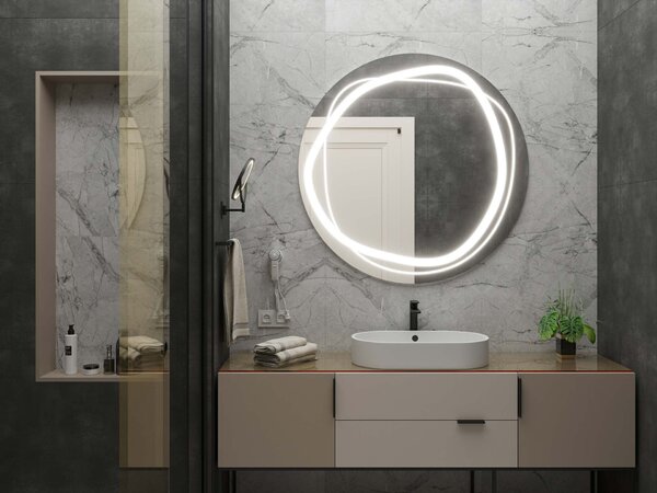 Kulaté zrcadlo do koupelny s LED osvětlením C9 premium