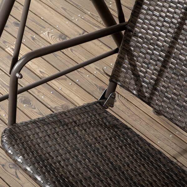 Zahradní houpačka Outsunny pro 3 osoby s nastavitelnou sluneční střechou, sedák z PE ratanu a opěrky na balkon, terasu, patio - nosnost 240 kg, 167x11