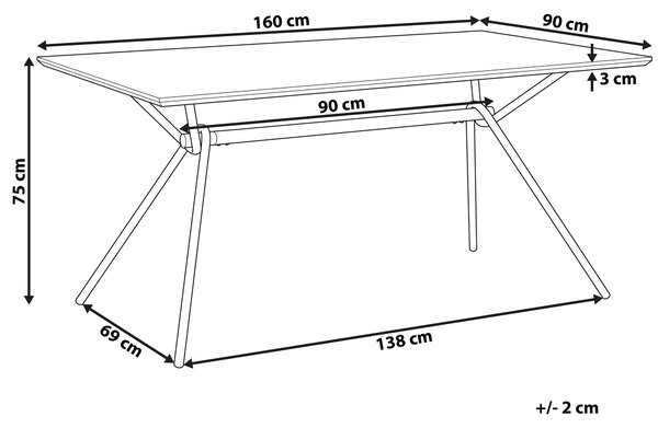 Jídelní stůl AMSTERDAM Tmavě hnědá 160 cm 90 cm
