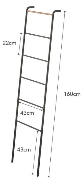 Černý dekorativní žebřík s detailem z bukového dřeva YAMAZAKI Tower Ladder