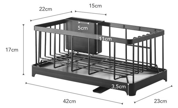 Černý odkapávač nádobí YAMAZAKI Tower Wire